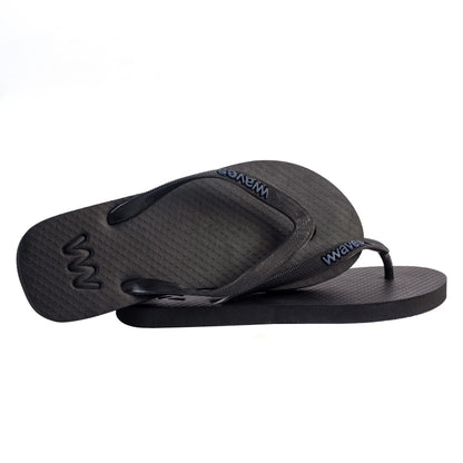 Waves Unisex Ethical Natural Rubber Vegan Flip Flop Black