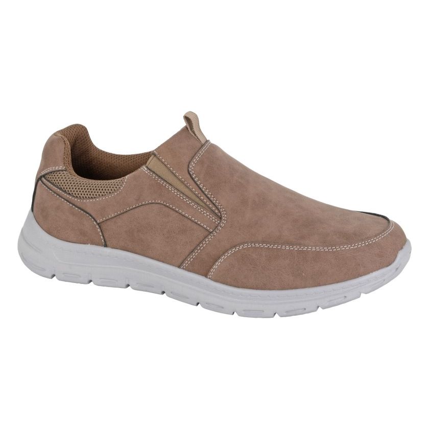 Scimitar Men's Twin Gusset Slip On Casual Shoe Brown