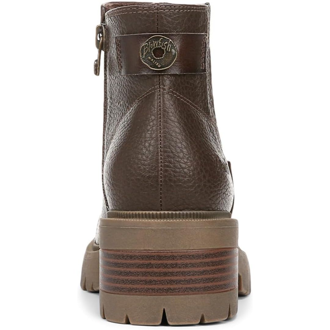 Blowfish Malibu Joy Women's Vegan Zip Up Ankle Boot Dark Brown