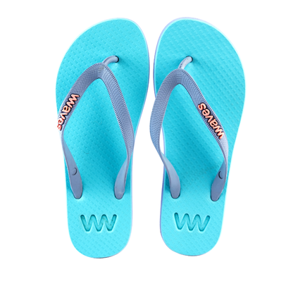 Waves Women's Ethical Natural Rubber Vegan Flip Flop Blue Two Tone