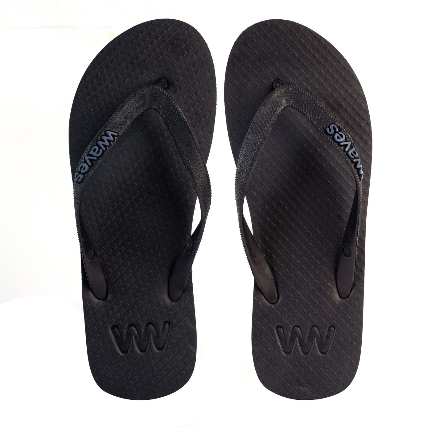 Waves Unisex Ethical Natural Rubber Vegan Flip Flop Black