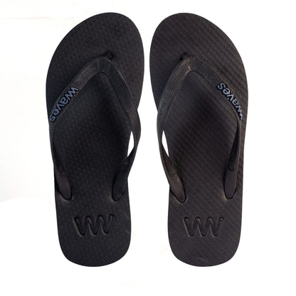 Waves Unisex Ethical Natural Rubber Vegan Flip Flop Black