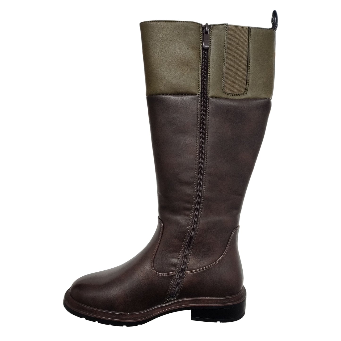 Heavenly Feet Honeysuckle Women's Zip Up Long Riding Style Boot Chocolate/Khaki