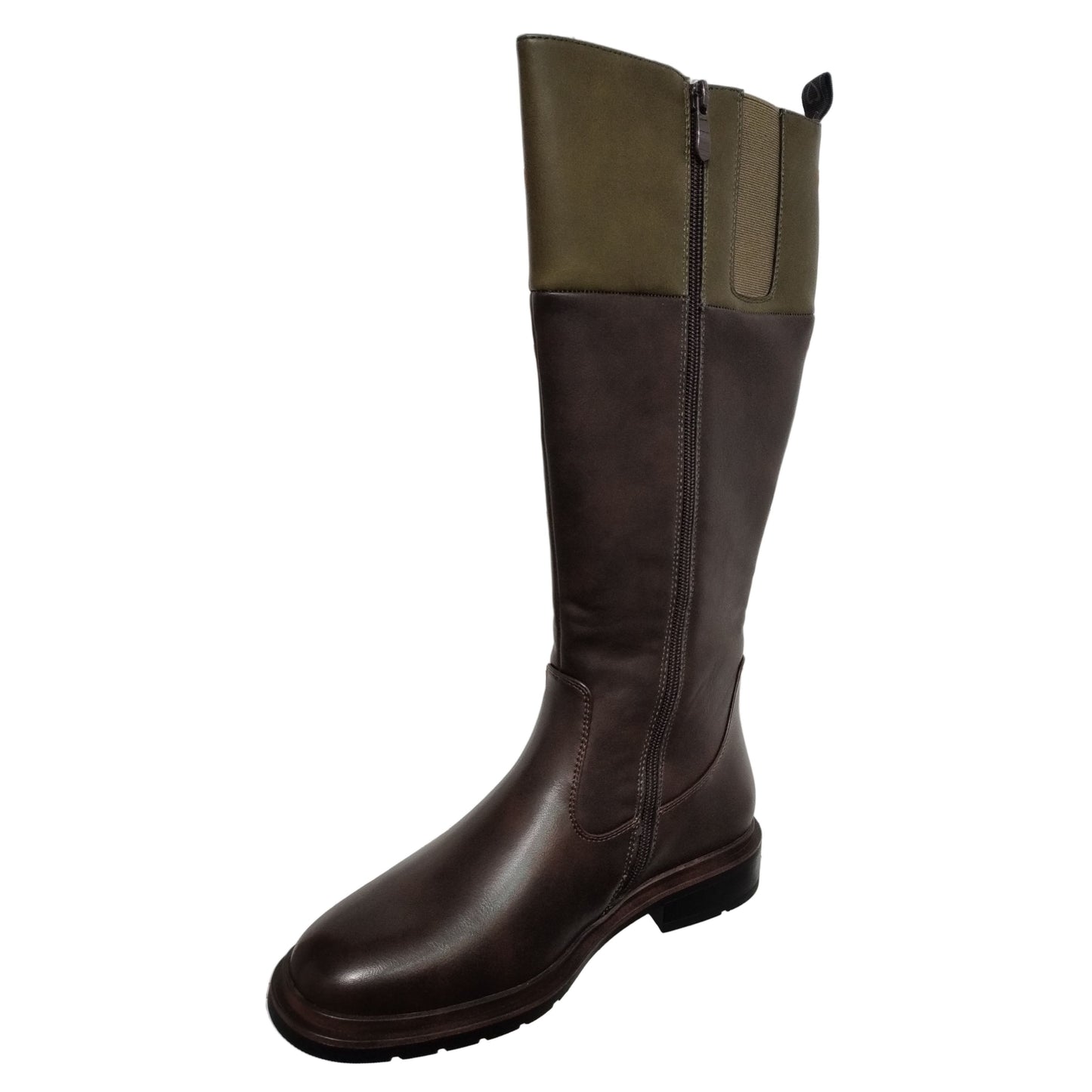 Heavenly Feet Honeysuckle Women's Zip Up Long Riding Style Boot Chocolate/Khaki