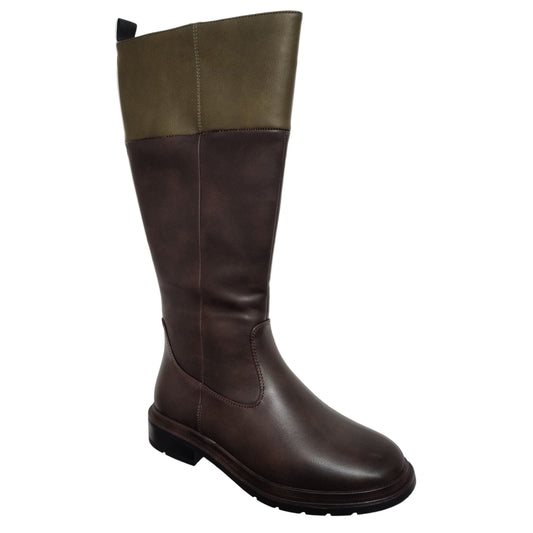Heavenly Feet Honeysuckle Women's Zip Up Long Riding Style Boot Chocolate/Khaki