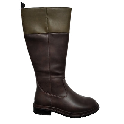 Heavenly Feet Honeysuckle Women's Zip Up Long Riding Style Boot Chocolate/Khaki