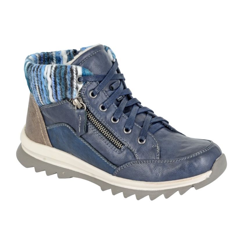 Cipriata Erte Women's Lace Up/Zip Ankle Boot Navy Blue