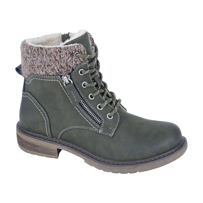 Cipriata Tania Women's Lace Up/Zip Ankle Boot Olive