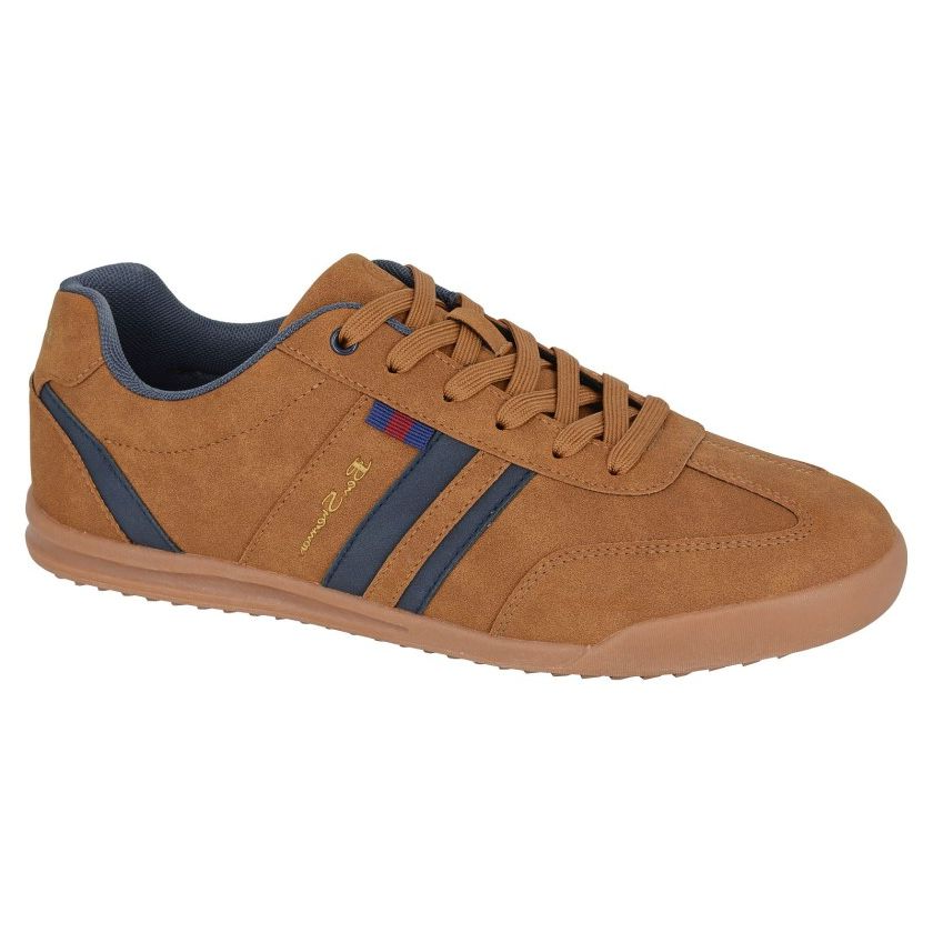 Ben Sherman Feedback Men's Retro Low Profile Lace Up Trainer Tan