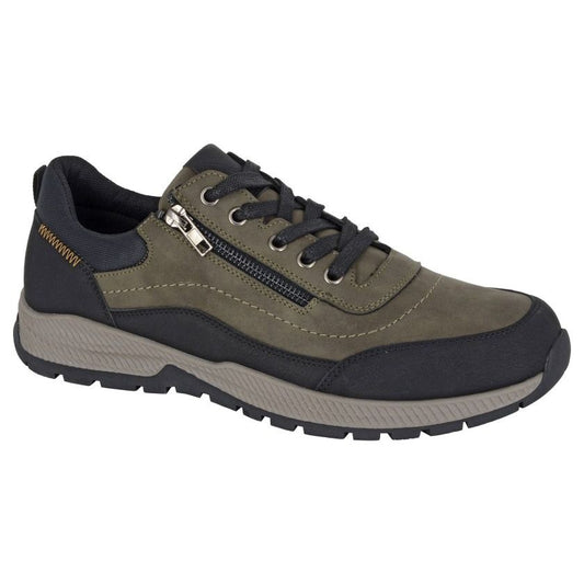 Scimitar Men's Zip / Lace Up Leisure Shoe Olive/Black