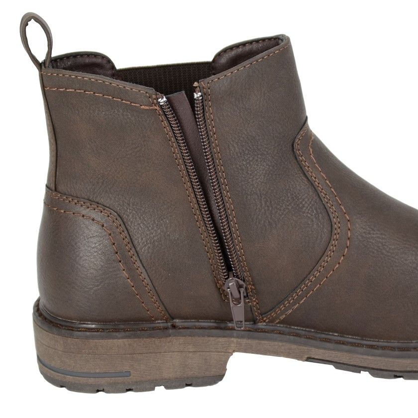 Route 21 Men's Zip Up Gusset Dealer Boot Dark Brown