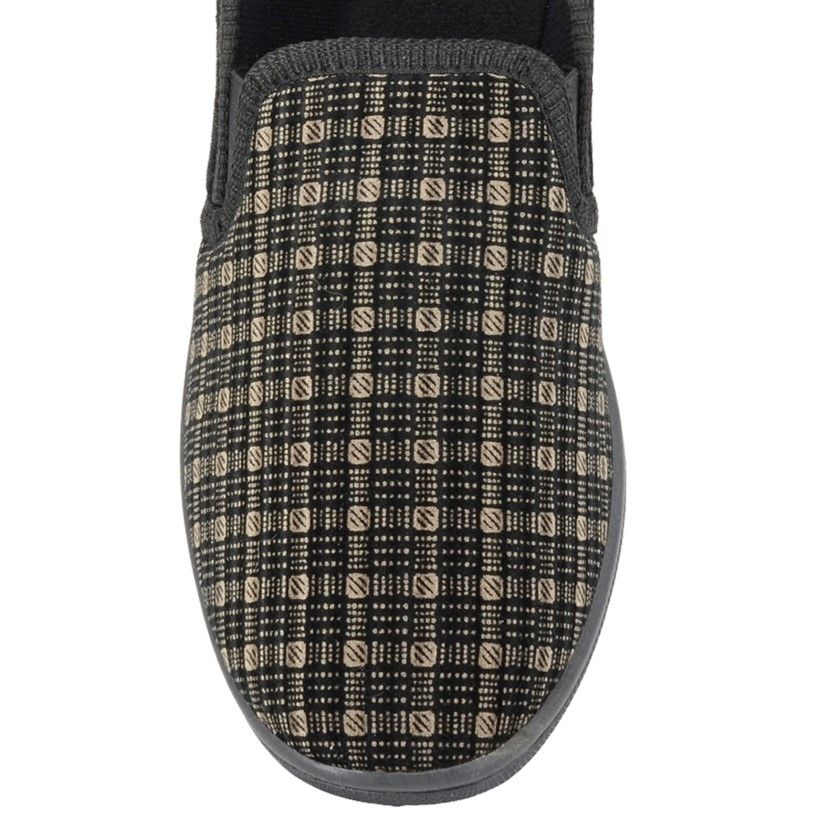 Zedzzz Richard Men's Twin Gusset Full Slipper Velour Geometric Black