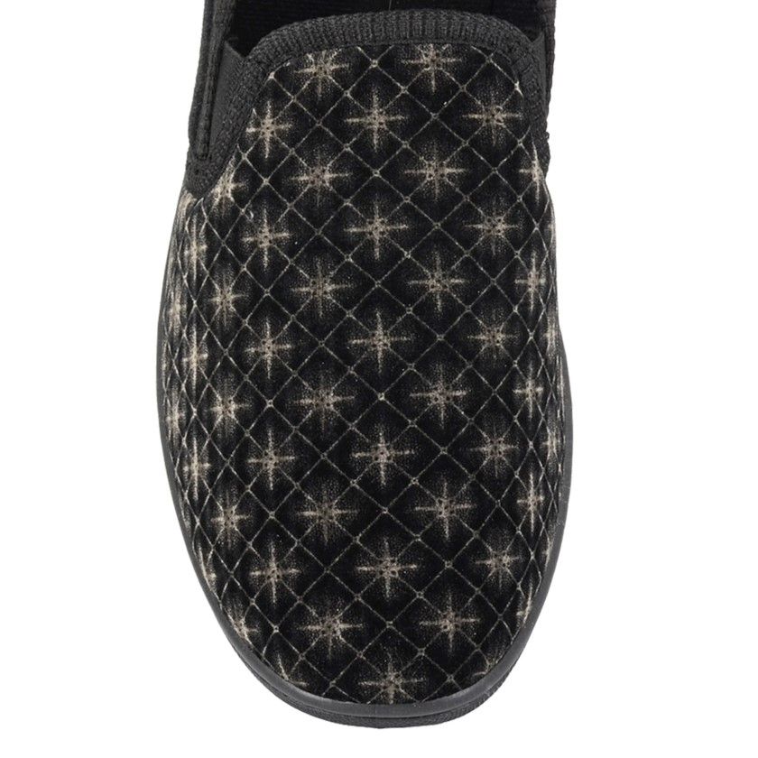 Zedzzz Kevin Men's Twin Gusset Full Slipper Velour Geometric Black