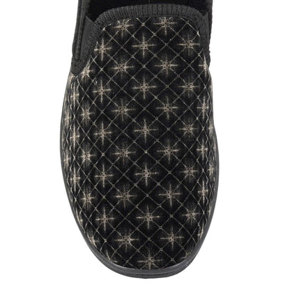Zedzzz Kevin Men's Twin Gusset Full Slipper Velour Geometric Black