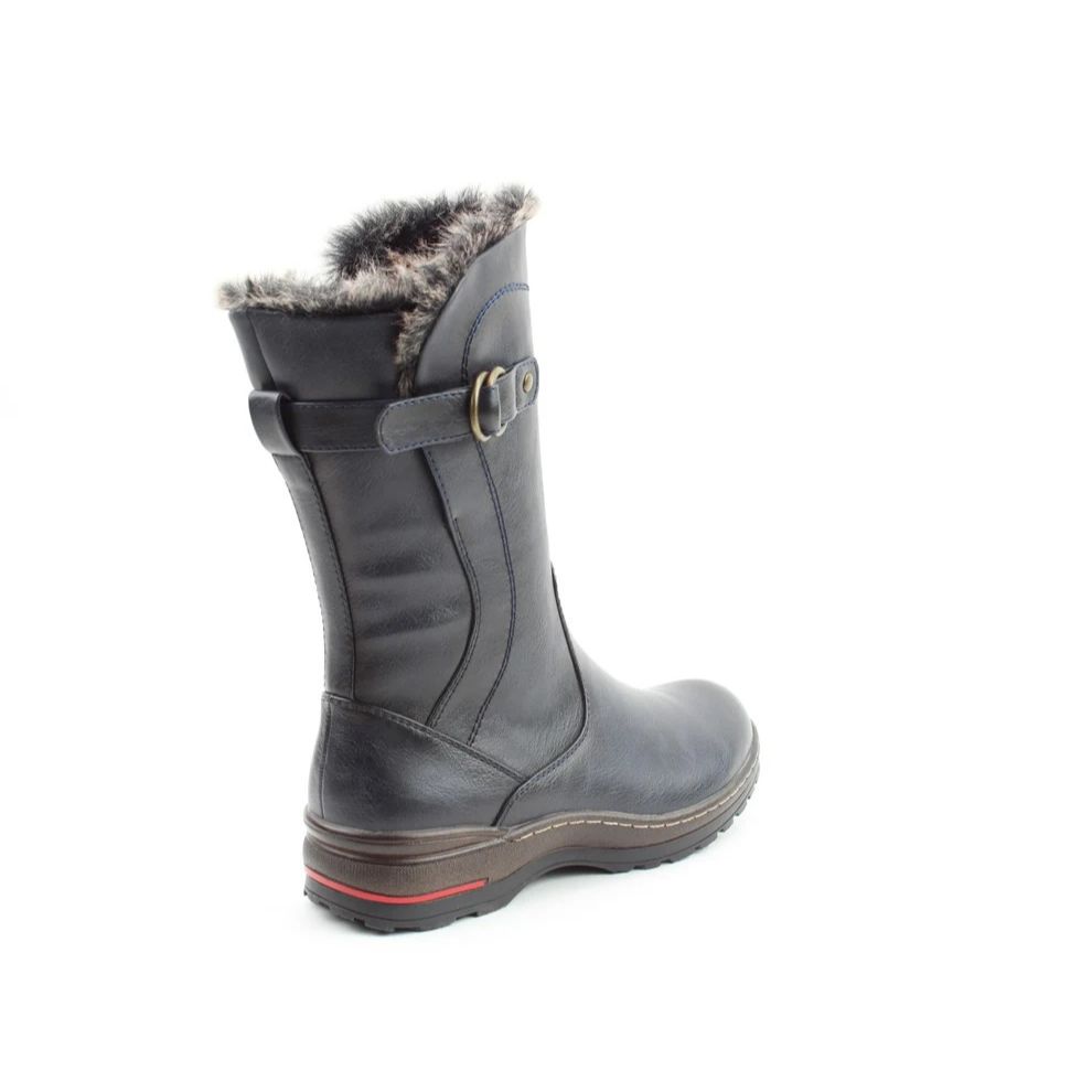 Heavenly Feet Bramble1 Women's Relaxed Mid Calf Boot Navy VEGAN FRIENDLY