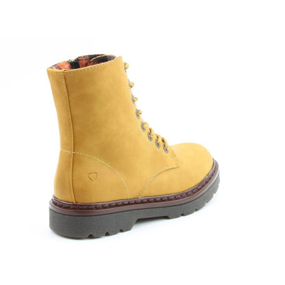 Heavenly Feet Justina2 NBK Women's 8 Eye Lace Up/Zip Up Ankle Boot Camel VEGAN FRIENDLY