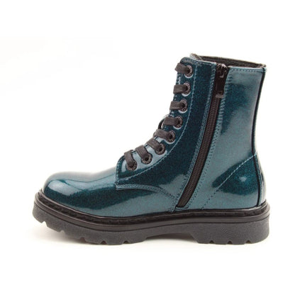 Heavenly Feet Justina2 Women's 8 Eye Lace Up/Zip Up Ankle Boot Ocean Glitter VEGAN FRIENDLY