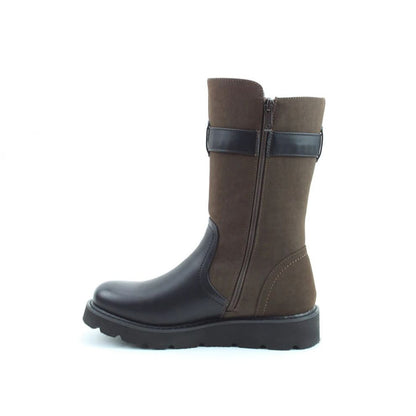 Heavenly Feet Kin Combo Women's Zip Up Mid Calf Biker Style Lightweight Boot Black/Chocolate