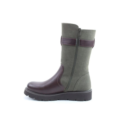 Heavenly Feet Kin Combo Women's Zip Up Mid Calf Biker Style Lightweight Boot Chocolate/Khaki