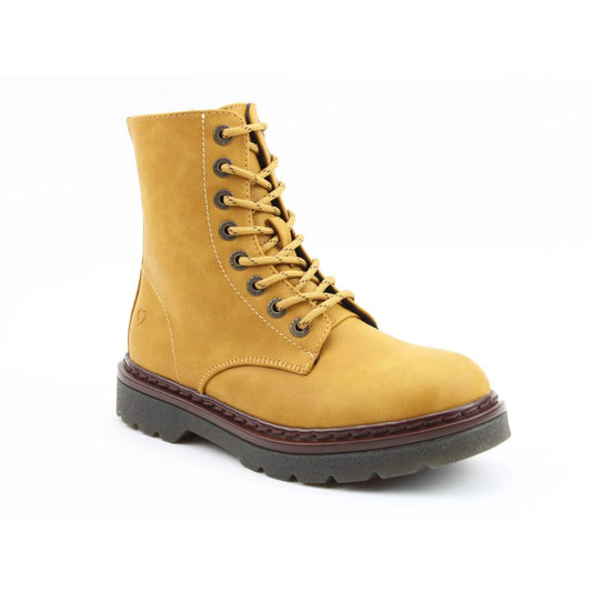 Heavenly Feet Justina2 NBK Women's 8 Eye Lace Up/Zip Up Ankle Boot Camel VEGAN FRIENDLY