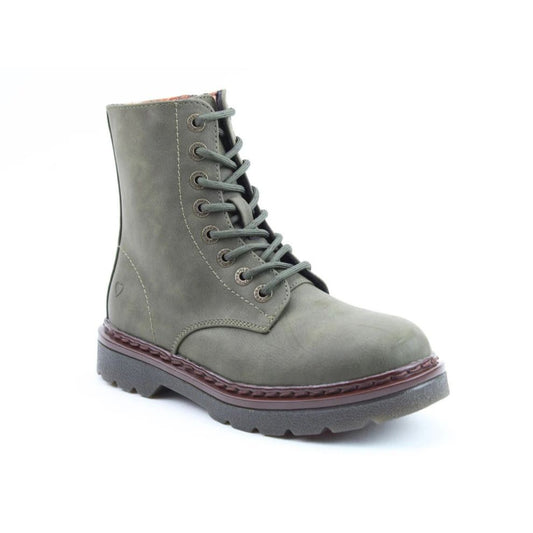 Heavenly Feet Justina2 NBK Women's 8 Eye Lace Up/Zip Up Ankle Boot Khaki VEGAN FRIENDLY