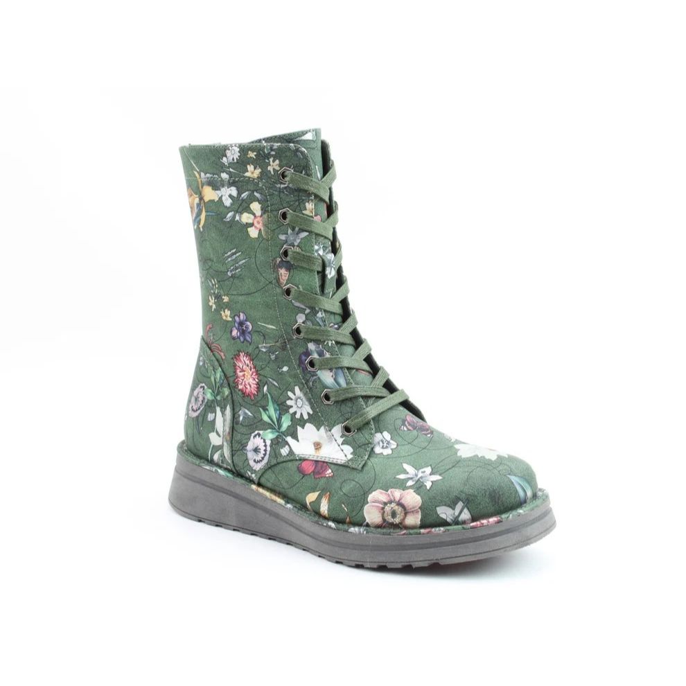 Heavenly Feet Martina4 Lace Up Wedge Boot Forest Fantasy VEGAN FRIENDLY