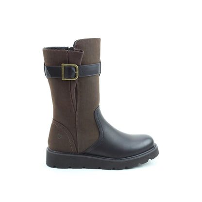 Heavenly Feet Kin Combo Women's Zip Up Mid Calf Biker Style Lightweight Boot Black/Chocolate