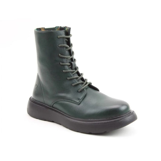 Heavenly Feet Fern Women's 8 Eye Lace Up/Zip Up Lite Sole Ankle Boot Forest VEGAN FRIENDLY