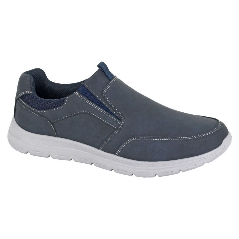 Scimitar Men's Twin Gusset Slip On Casual Shoe Navy Blue
