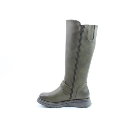 Heavenly Feet Rubymae2 Women's Zip Up Tall Calf Boot Khaki