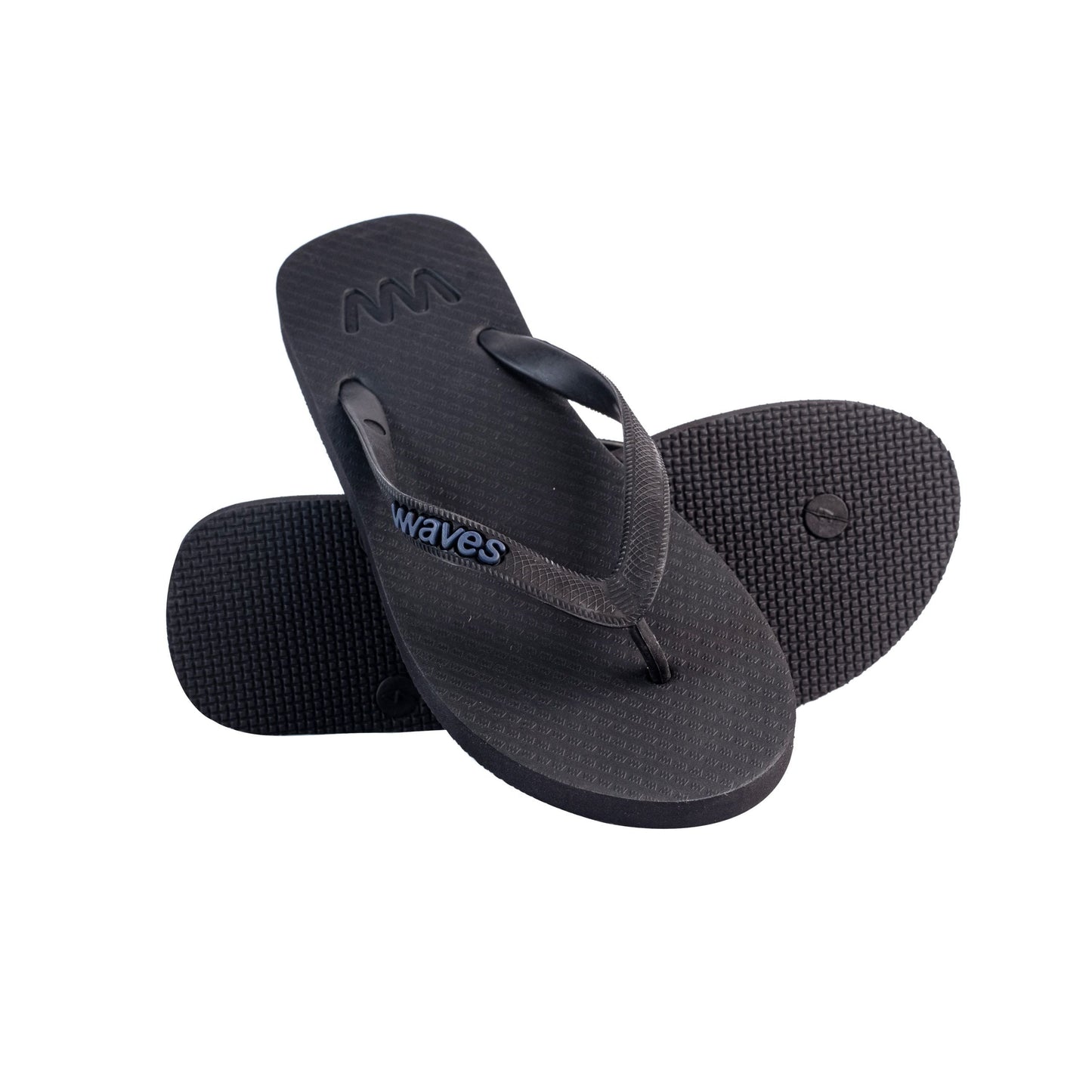 Waves Unisex Ethical Natural Rubber Vegan Flip Flop Black