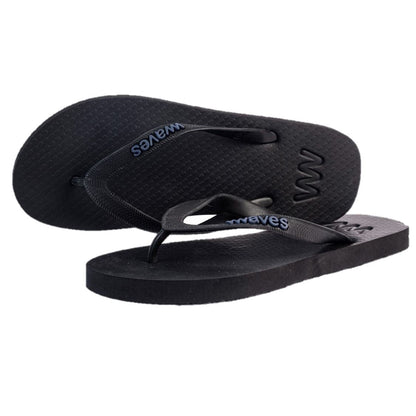 Waves Unisex Ethical Natural Rubber Vegan Flip Flop Black
