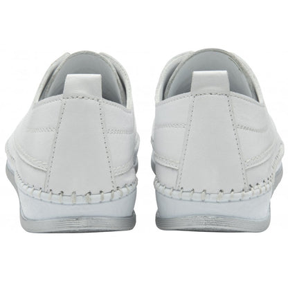 Lotus Rimini Women's Slip On / Lace Up Softie Leather Casual Shoe White