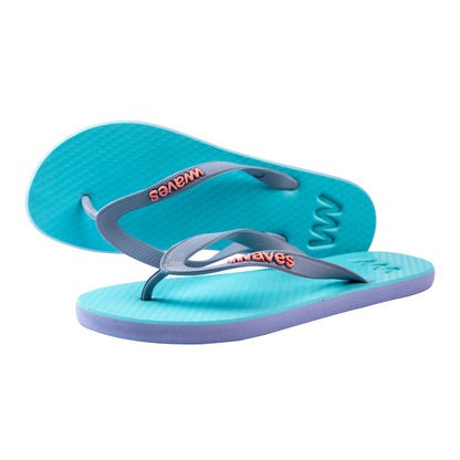 Waves Women's Ethical Natural Rubber Vegan Flip Flop Blue Two Tone