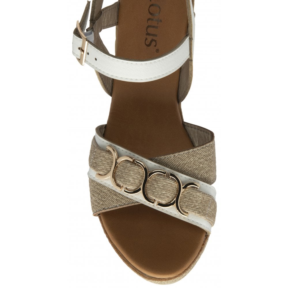 Lotus Solena Women's Ankle Strap Open Toe Wedge Sandal White