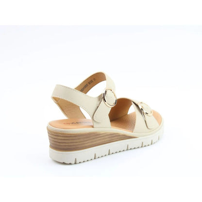 Heavenly Feet Concord Women's 2 Buckle Strap Wedge Sandal Beige