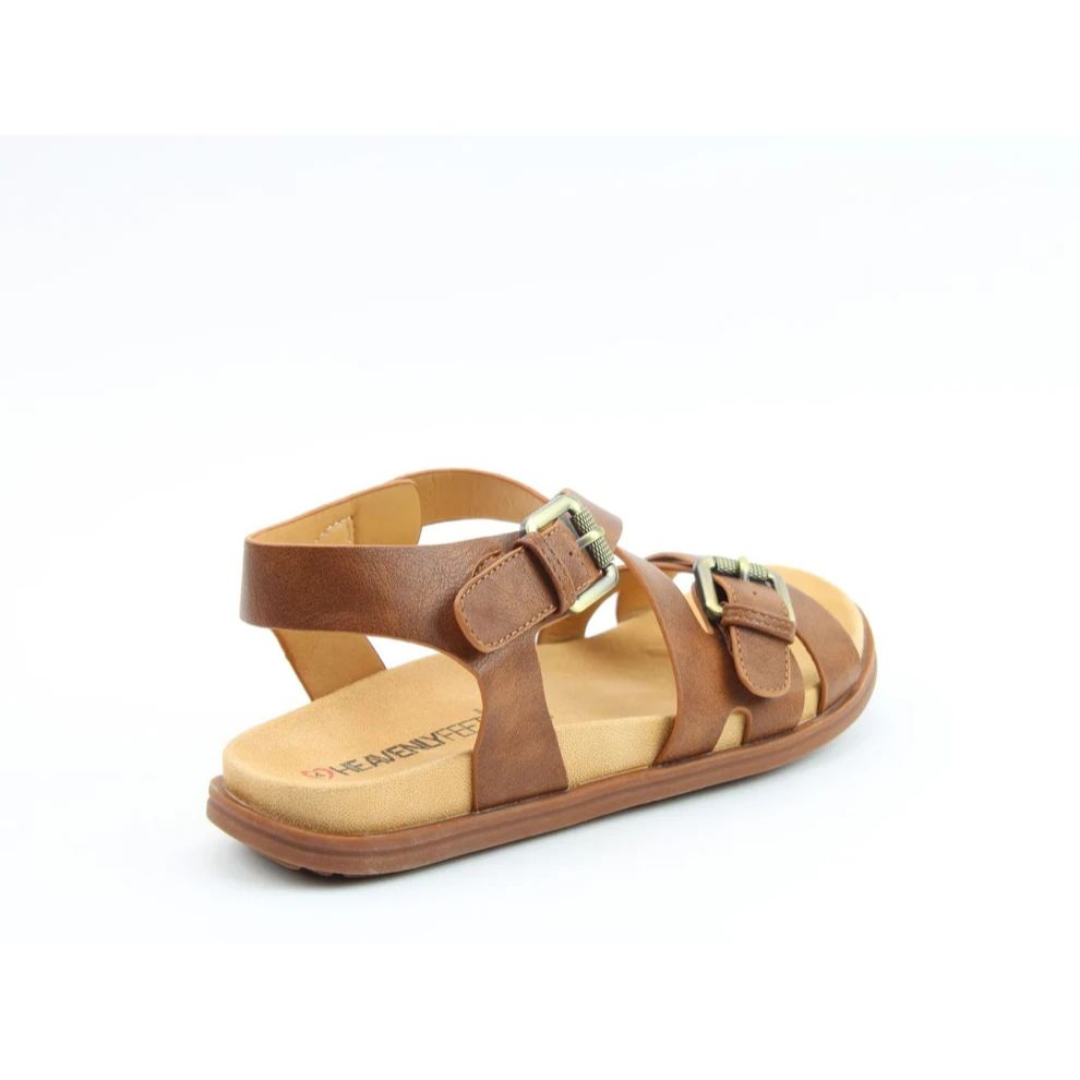 Heavenly Feet Corrine Women's Gladiator Crossover Buckle Sandal Bark
