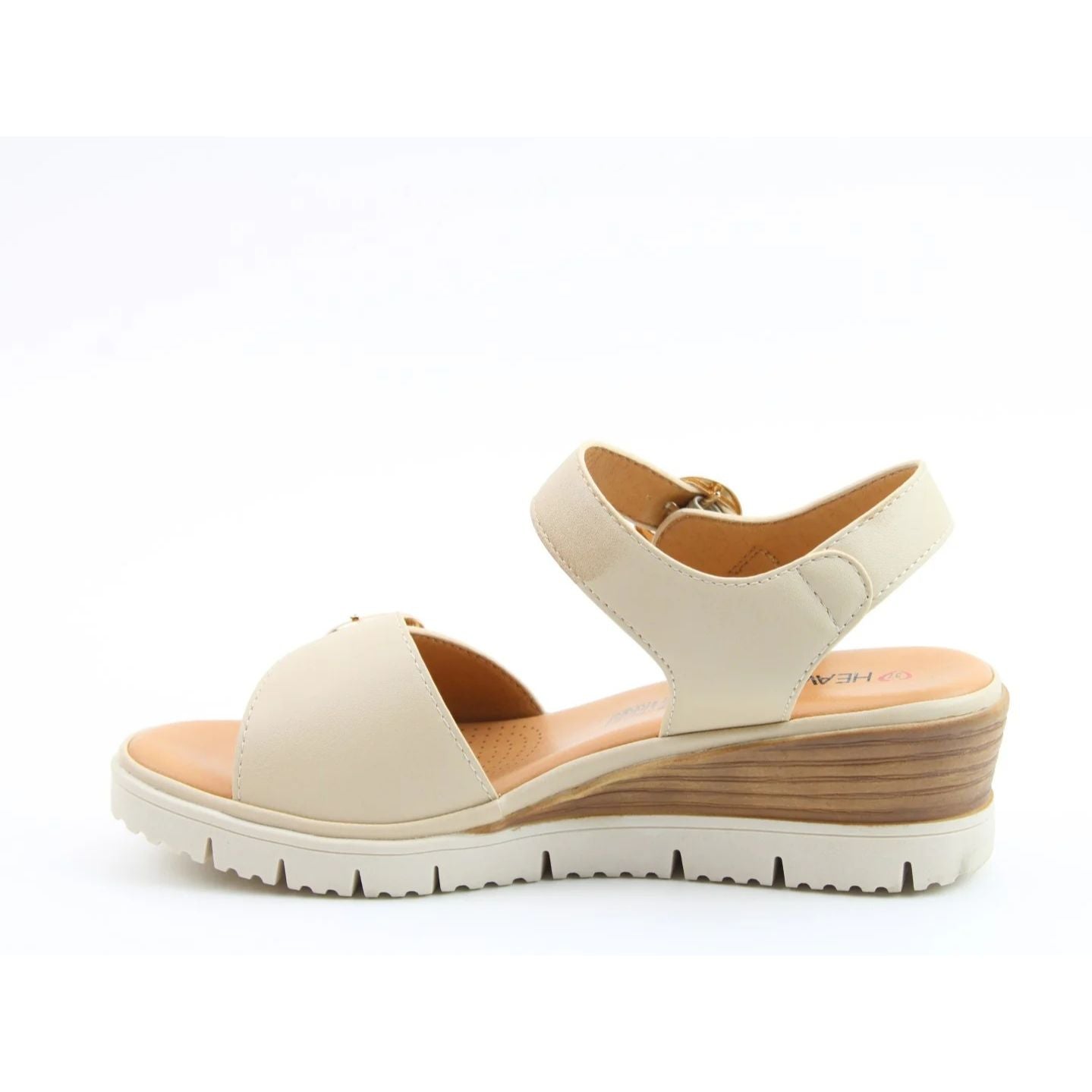 Heavenly Feet Concord Women's 2 Buckle Strap Wedge Sandal Beige