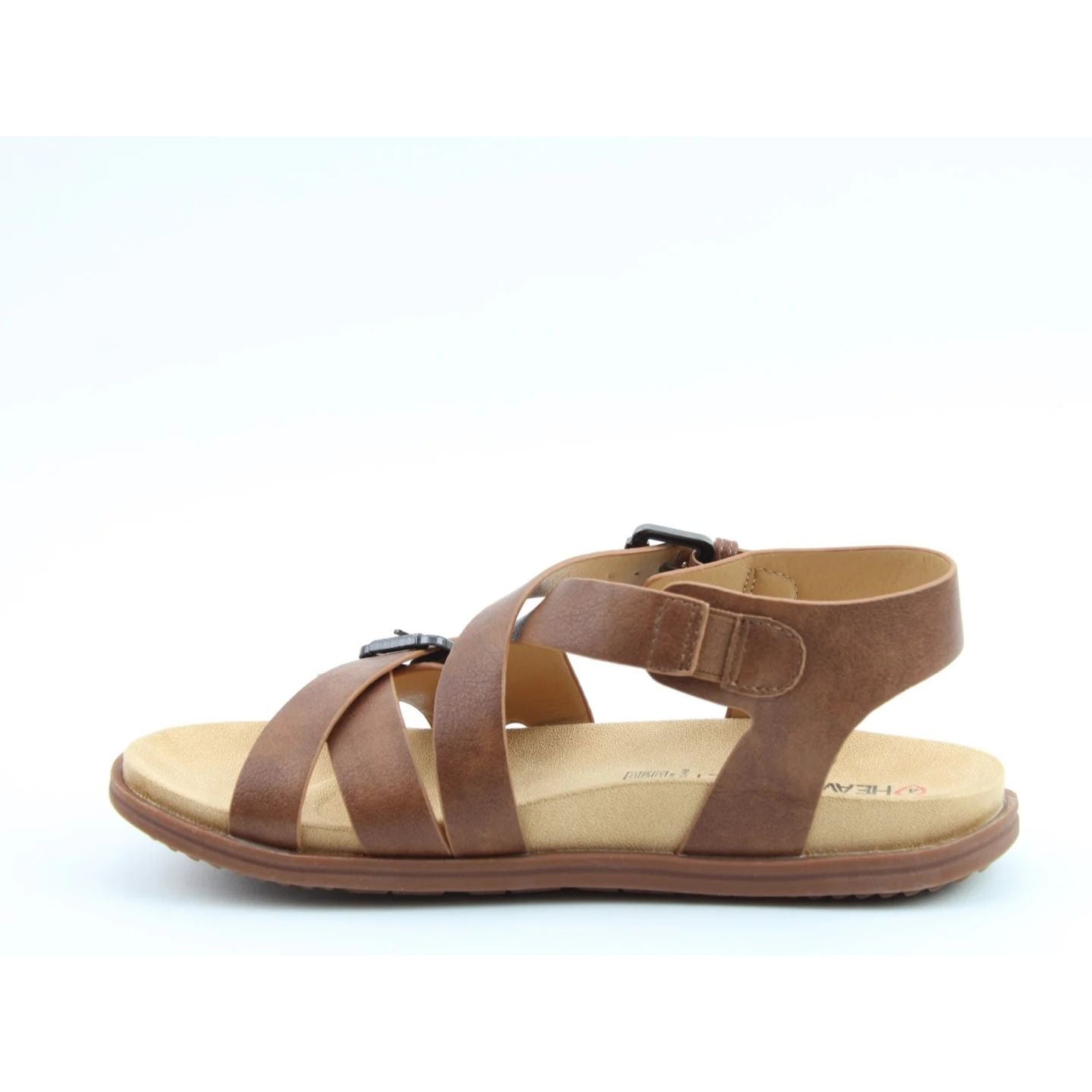 Heavenly Feet Corrine Women's Gladiator Crossover Buckle Sandal Bark