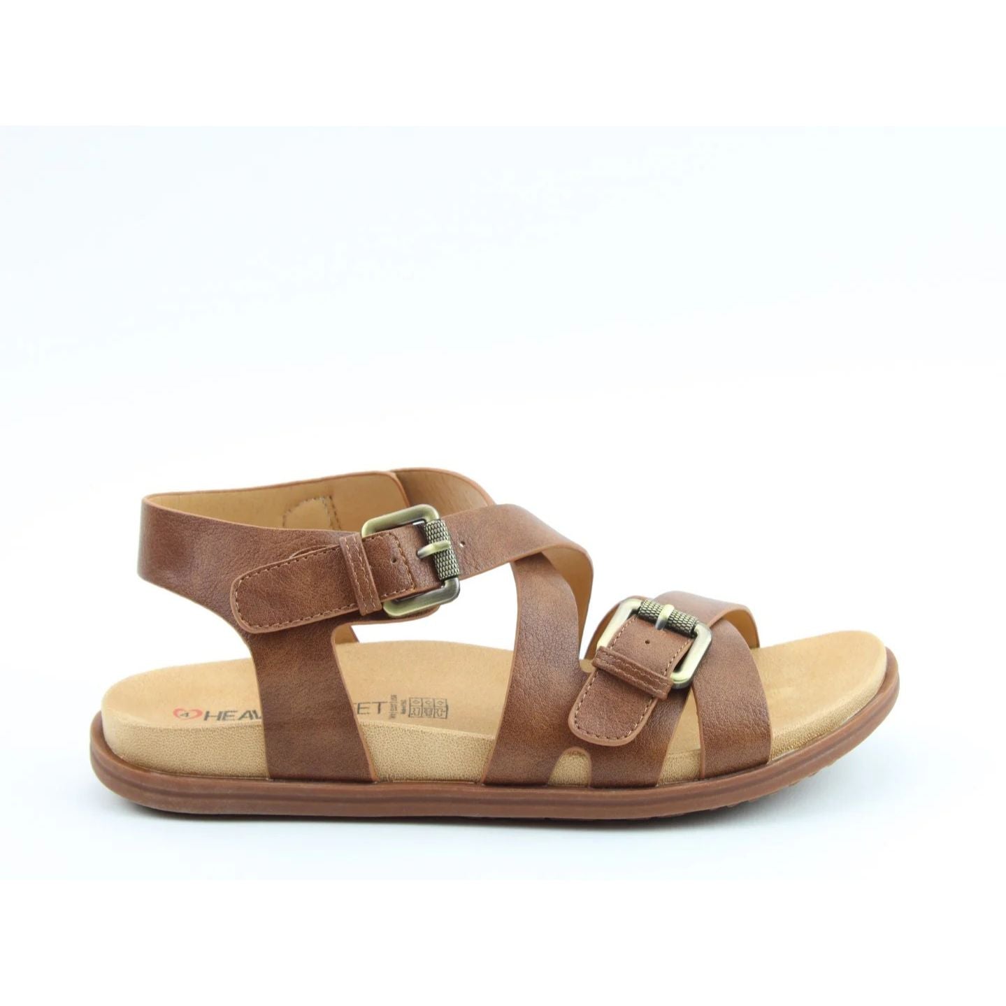 Heavenly Feet Corrine Women's Gladiator Crossover Buckle Sandal Bark