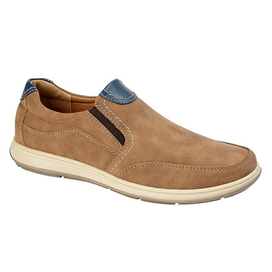 Scimitar Men's Double Gusset Slip on Casual Shoe Tan