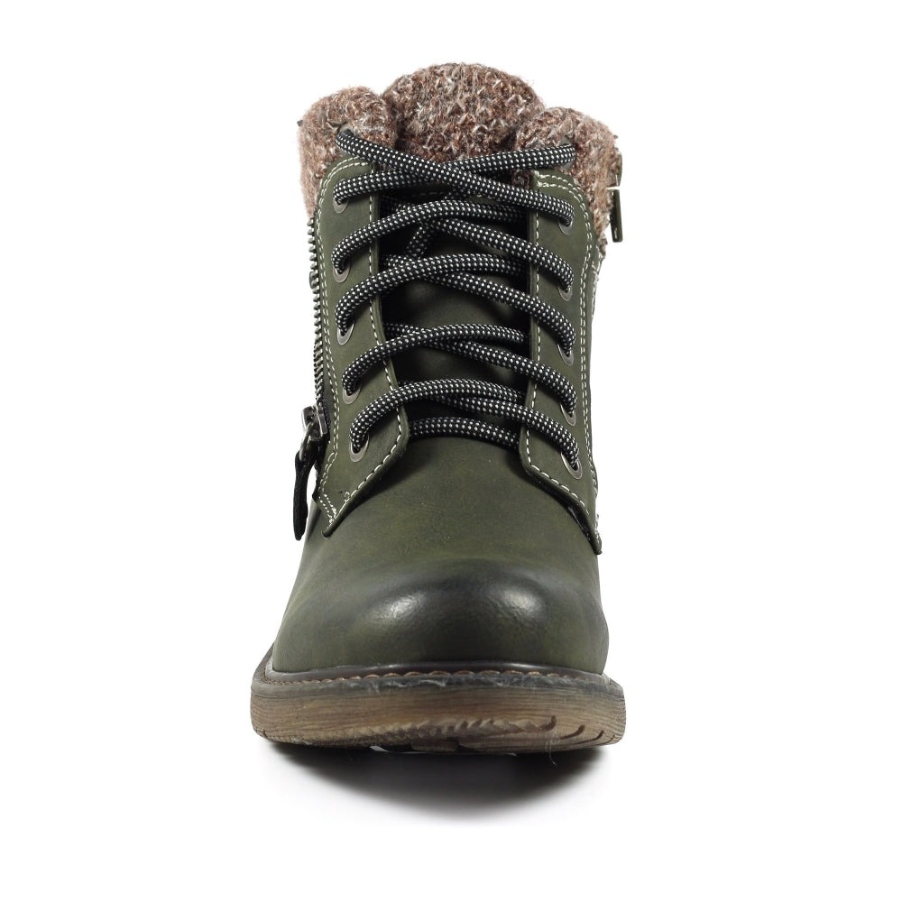 Lunar Benson III Women's Waterproof Lace Up/Zip Ankle Boot Olive