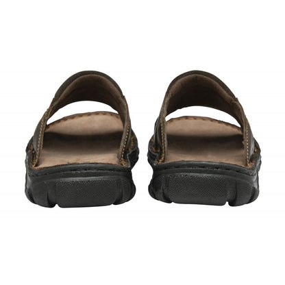 Lotus Louis Men's Leather Slip On Mule Slider Sandal Brown