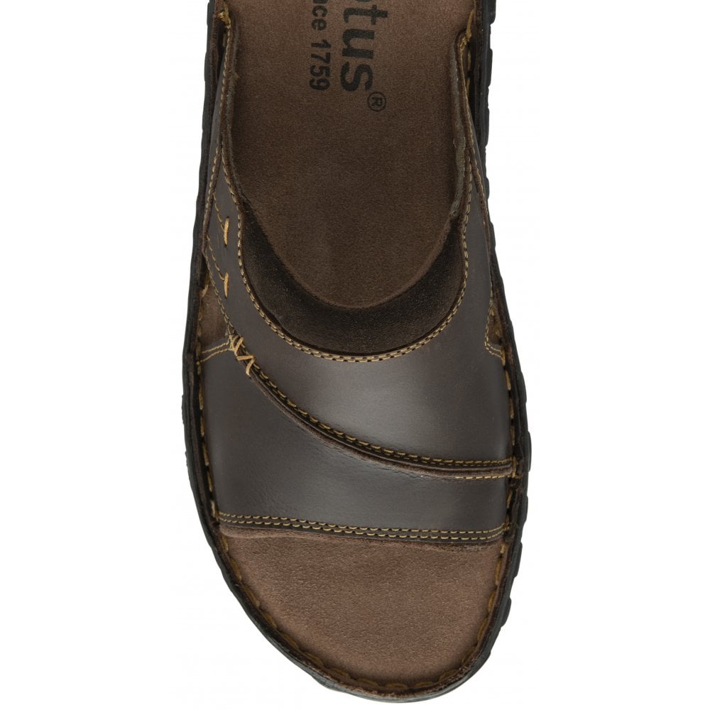 Lotus Louis Men's Leather Slip On Mule Slider Sandal Brown