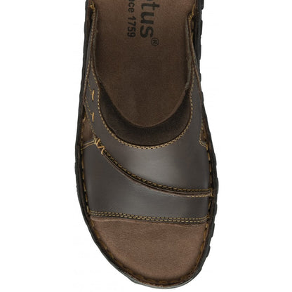 Lotus Louis Men's Leather Slip On Mule Slider Sandal Brown