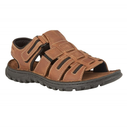 Lotus Dylan Men's Open Toe Leather Sandal Tan
